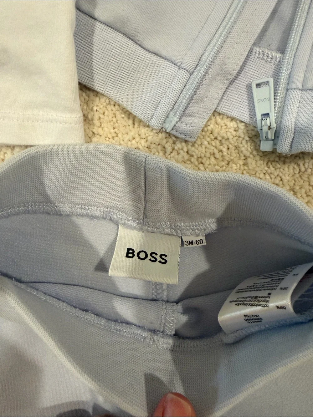 Boss Kids 3-Piece Set in White and Light Blue with Gold Trim